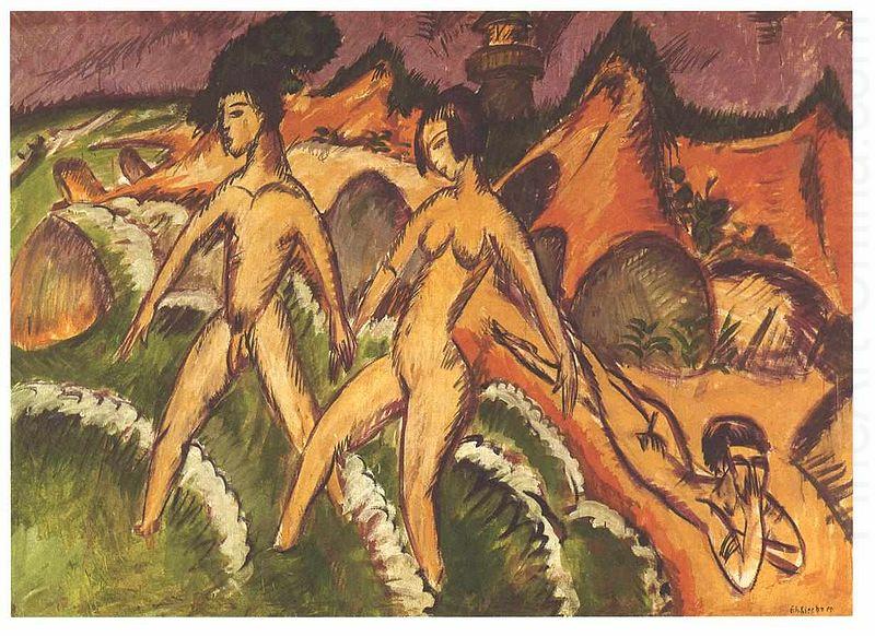 Ernst Ludwig Kirchner Female nudes striding into the sea china oil painting image